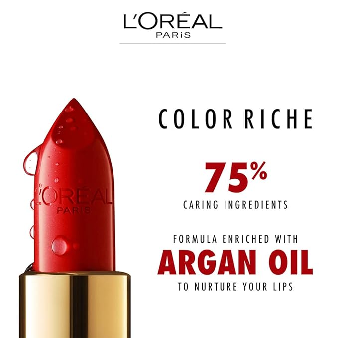 L'Oreal Paris Colour Riche Original Creamy, Hydrating Satin Lipstick with Argan Oil and Vitamin E, Fresh as a Rose , 1 Count