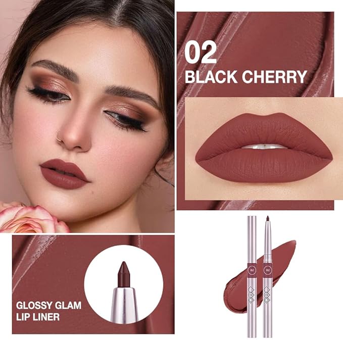 Retractable Lipliner Pencil Waterproof Makeup for Lip Liner and Eye Liner, Smooth and Creamy, Long Lasting Matte Finish, Vegan Beauty, Matte Velvet Pigmented Lip Liner (02#Cherry Red, 1)