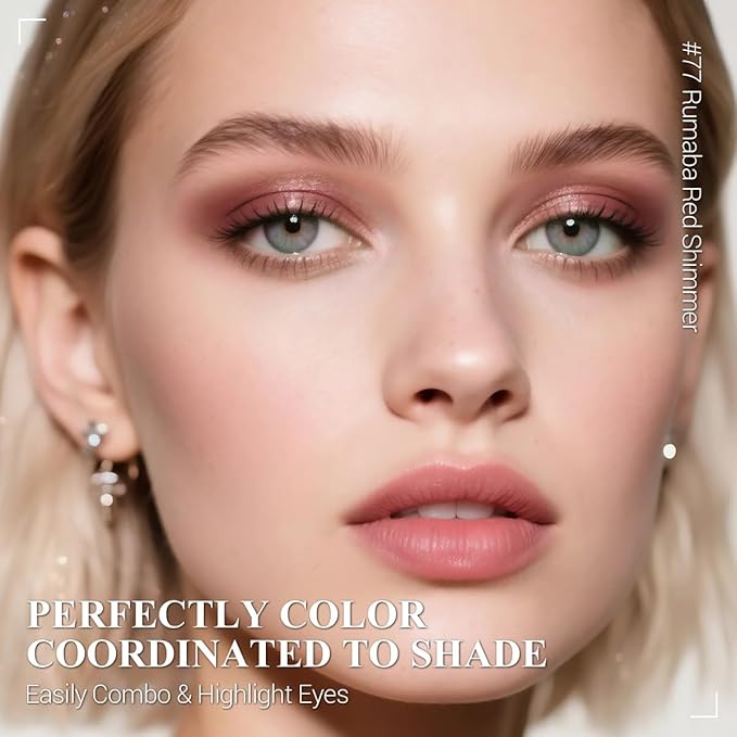 6-Piece Matte and Shimmer Cream Eyeshadow Pencil Set, Waterproof Long Lasting Highlighter Stick, Champagne Rose Pink