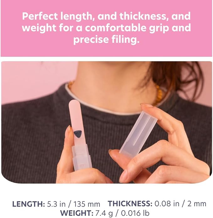 Bona Fide Beauty Czech Glass Nail File for Natural Nails (Raspberry) - Fine Grit (180/240) Etched Crystal Fingernail File with Clear Case. Ideal Gift for Women.