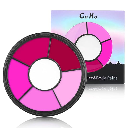 Go Ho 6 Colors Hot Pink Face Body Paint,Cream Washable Formula Face Paint for Adults Children Halloween Cosplay,Body Paint SFX Makeup Palette,Professional Face Paint Makeup