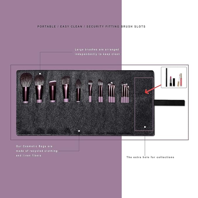 Makeup Brush Set, EIGSHOW Professional Makeup Brushes Kit Foundation Powder Concealers Eye Shadows Makeup 15 Piece for Eye Face Liquid Cream Cosmetics Brushes Kit, Gift for Women, Travel Set(Purple)