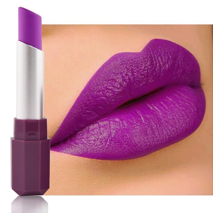 Magenta Purple Red Matte Creamy Lipstick for Women, Longwear Lip Gloss Face Paint Stick, Lip Stick Stain Long Lasting Waterproof Easy Application Full Coverage Velvet Gloss for Party Halloween Makeup