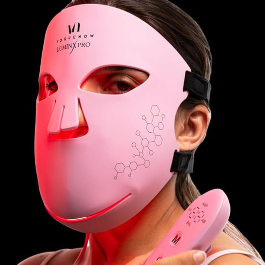 VogueNow LED Light Therapy Mask - FDA-Cleared Device for Wrinkles & Acne - Red Light Therapy for Face with Chin & Lip Coverage - Red, Blue & Near Infrared Facial Skincare Device with 280 LEDs