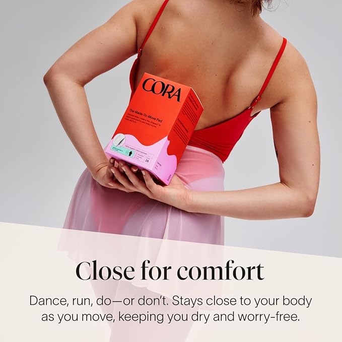 Cora Regular Pads with Wings, Made-to-Move, Organic Cotton Topsheet Ultra Thin Feminine Care Pads for Women, Soft, Comfortable & Breathable Menstrual Pad, Regular Absorbency, Unscented, 68 Count