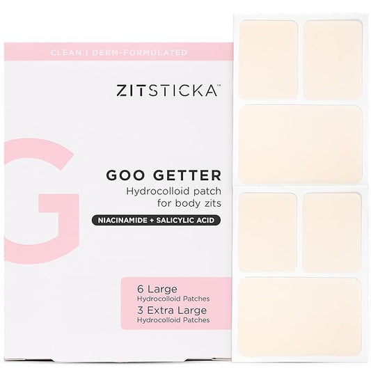 ZitSticka Pimple Patches for Face and Body, Goo Getter Hydrocolloid Patches to Cover Zits & Blemishes, Acne Patches or Zit Spot Stickers, Body Blemish Patch (Body Patch 9 Pack)