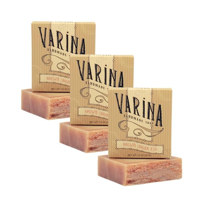 Natural Brown Sugar Fig Bar Soap - Gentle Cleansing for Sensitive Skin, Sweet and Vanilla - 3 Pack