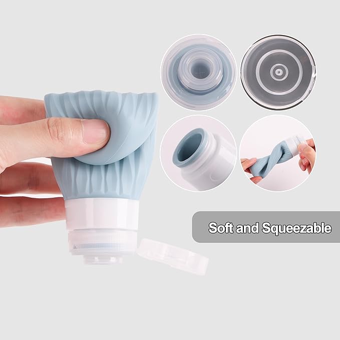 Travel Bottles for Toiletries, Travel Size Toiletries, TSA Approved 3oz Size Toiletry Containers, Leakproof & Refillable Silicone Bottles for Shampoo Conditioner (Grey)