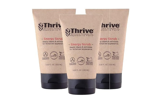 Thrive Natural Care Face Scrub for Men & Women - Exfoliating Face Wash with Anti-Oxidants Improves Skin Texture, Unclogs Pores & Helps Prevent Ingrown Hairs - Pack of 3
