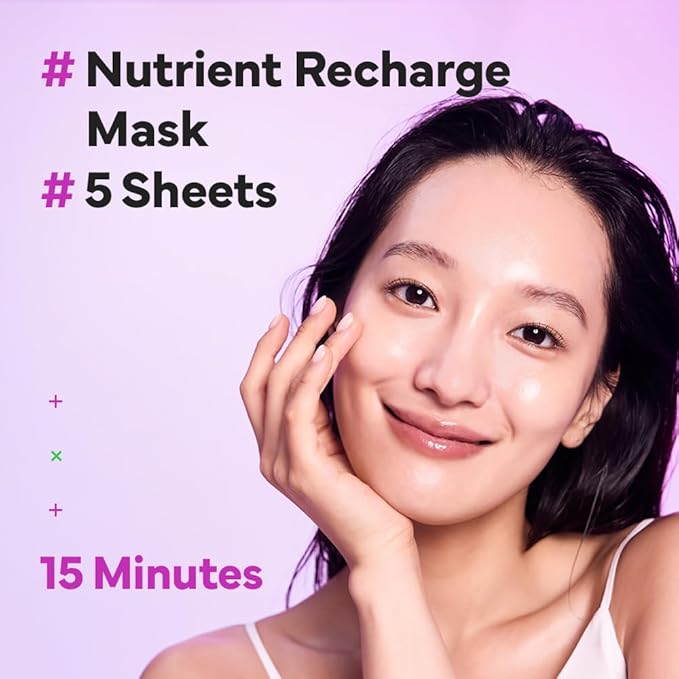 SAM'U Born Panthenol Fulling Mask – Korean Facial Sheet Mask with Plant-based collagen & Squalane For Nourishing care – Hydration & Nutrition Face Mask, Korean Glass Skin Care Face Mask (5 Sheets)