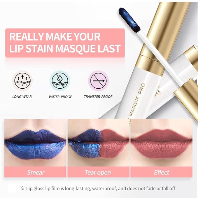 Matte Lip Stain Wipe Off Masque - Peel Off Lip Stain Tattoo, All Day Peel Off Lip Tint,Long Lasting Lip Mask,Waterproof Transfer-proof Lip Liner Peel Off Lip Gloss,Stay Lip Makeup 06#