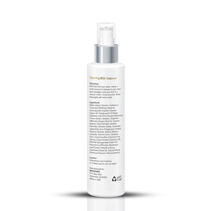 Calming Milk Facial Cleanser for all skin types with Chamomile Extract, Antioxidant & Coconut Oil that helps the Skin Generate & Tighten Spores 120 ml