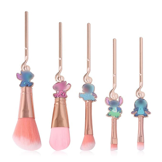 Cute Cartoon Girl-Themed 5-Piece Makeup Brush Set – Premium Synthetic Bristles for Foundation, Blending, Face Powder, Blush, Concealer & Eye Shadow