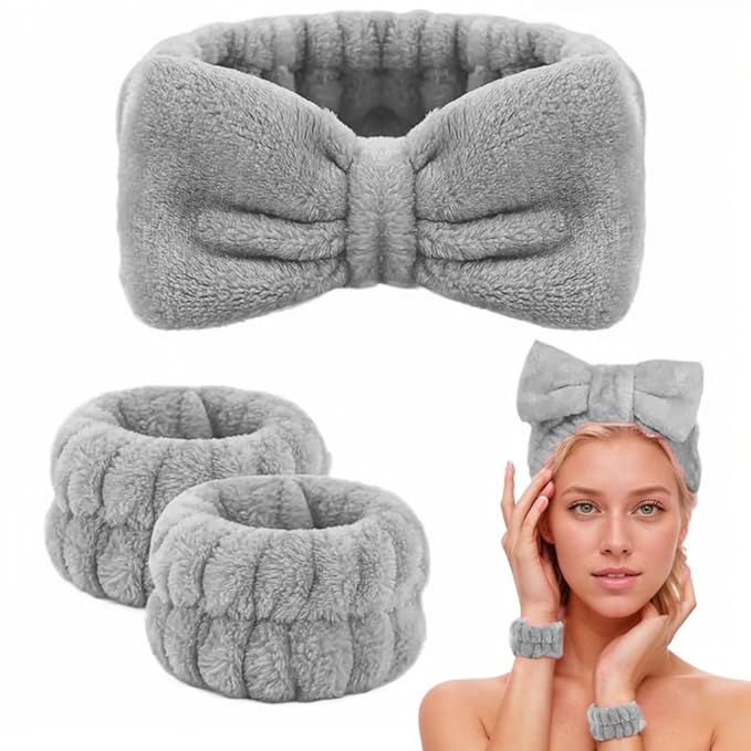 Spa Headband,Makeup Headband Set,For Face Washing Skin Care Accessories,Girls Headbands and Wristbands for Washing Face Head and Wrist Band Set