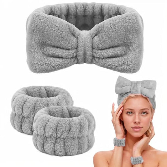 Spa Headband,Makeup Headband Set,For Face Washing Skin Care Accessories,Girls Headbands and Wristbands for Washing Face Head and Wrist Band Set