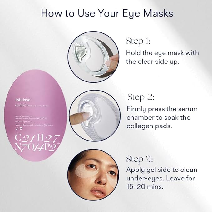 Active NAD+ Collagen Eye Masks - 5% Pharma-Grade NAD+ Advanced Liposomal Formula - Smoothing & Depuffing Eye Patches - Peptide-Enhanced Collagen Undereye Treatment for Hydration & Firmness