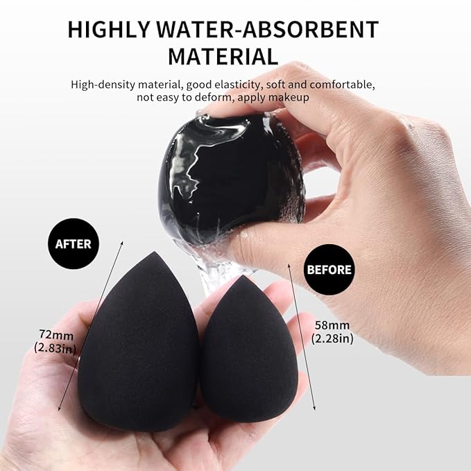 MAANGE 30pcs Professional Makeup Brush Set With Velvet Bag&5pcs Beauty Blender&2pcs Makeup Remover Puff&5pcs Triangle Powder Puff&3pcs Mini Thumb Puff&Toiletry Bag&2pcs Cleaning Mat (Blacksliver)