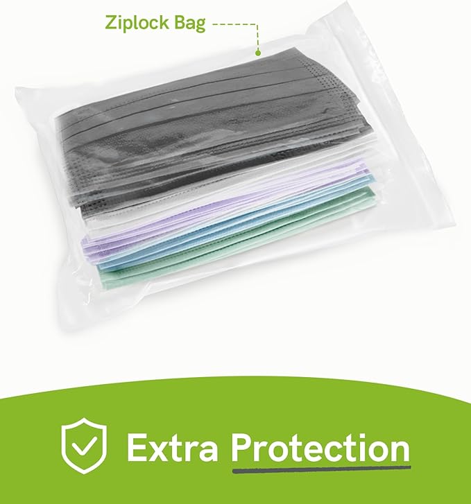 FriCARE Made in USA Disposable Face Masks, 3-Ply ASTM Level 3 Medical Grade, Breathable & Comfortable for Adult Daily Work/Sun Protection, 50 Pack Jungle Mist