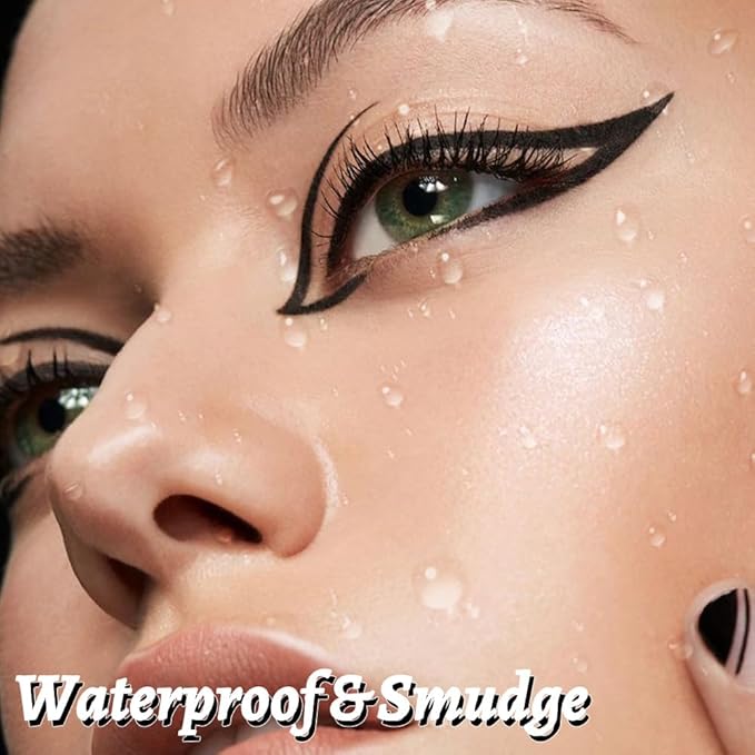 Liquid Eyeliner Set，12 Pack Matte Black Eye Liner Pen，Eye Ink Liner with Ultra-Fine Tip Makeup，Quick-Dry Eyeliner Pack，Glides on Smoothly，Smudge-Proof，Easy to Apply，Vegan Formula