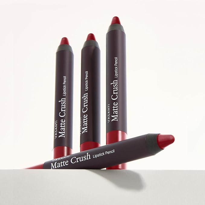VASANTI Cosmetics Matte Crush Lipstick Pencil (Red X - Classic Red) - Long lasting, Water resisitant & Smudge proof - High Pigmented, Soft Matte Lip Liner Makeup