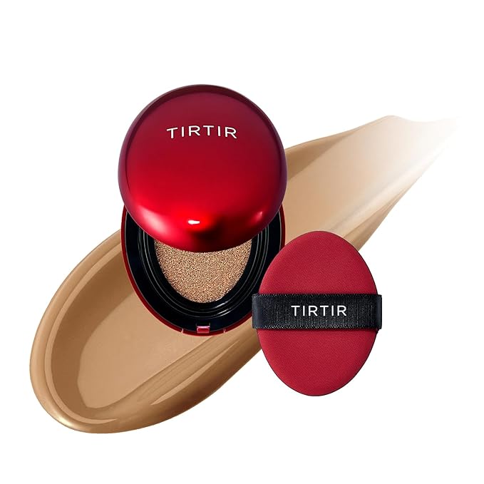 [*Mini Size*] TIRTIR Mask Fit Red Cushion Foundation | Full coverage, Weightless, Skin fit, Satin Glow Finish, Korean Makeup, beauty, Tattoo cover up, Buildable (#35N Walnut, 0.15 Fl Oz)
