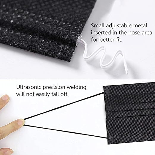 NNPCBT 500PCS 3 ply black disposable masks filter mask