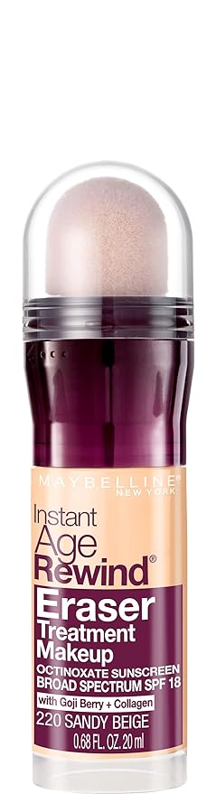 Maybelline Instant Age Rewind Eraser Treatment Makeup with SPF 18, Anti Aging Concealer Infused with Goji Berry and Collagen, Sandy Beige, 1 Count