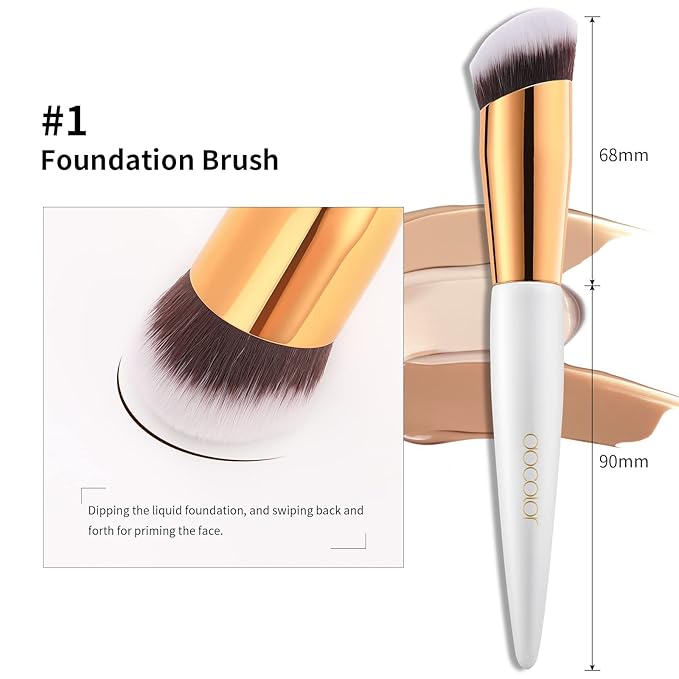 docolor Concealer Brush and Foundation Brush for Liquid Makeup, 2PCS Angled Kabuki Blending Makeup Brush Perfect for Liquid Cream Powder Blending,Stippling,Highlighter and Nose Contour