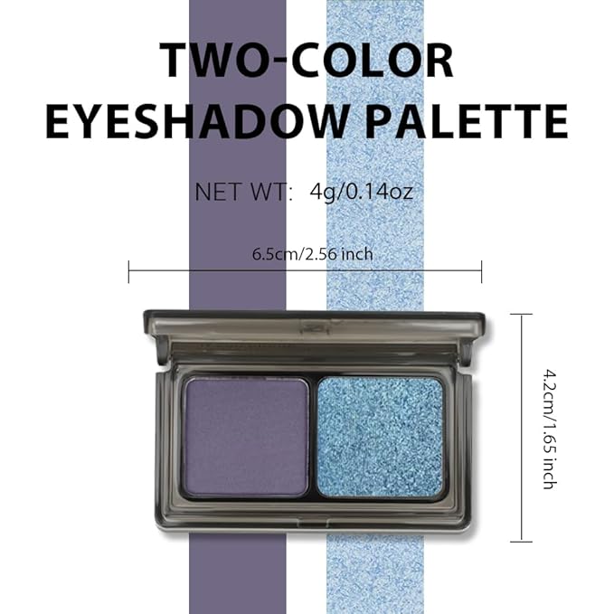 2 Color Shimmer & Matte Eyeshadow Palette Makeup, Shimmer blue & Deep purple Matte Shades eye shadow for Womam Halloween Birthday Party Wear, Vegan & Cruelty-Free