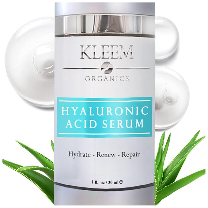 Pure Hyaluronic Acid Serum for Face with Vitamin C, Vitamin E and Green Tea, Plant-Powered Anti-Aging Hydrating Serum, Best for Firming, Repairing, Moisturizing, Plumping Fine Lines, 1 fl oz