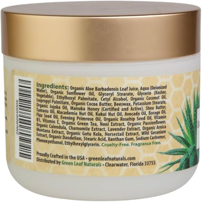 Green Leaf Naturals Manuka Honey Eczema Cream Moisturizing Lotion Fragrance Free for Psoriasis Relief - Itchy, Dry Skin Ointment - Skin Soothing Moisturizer - Body & Face Cream - Kids & Adults 4oz