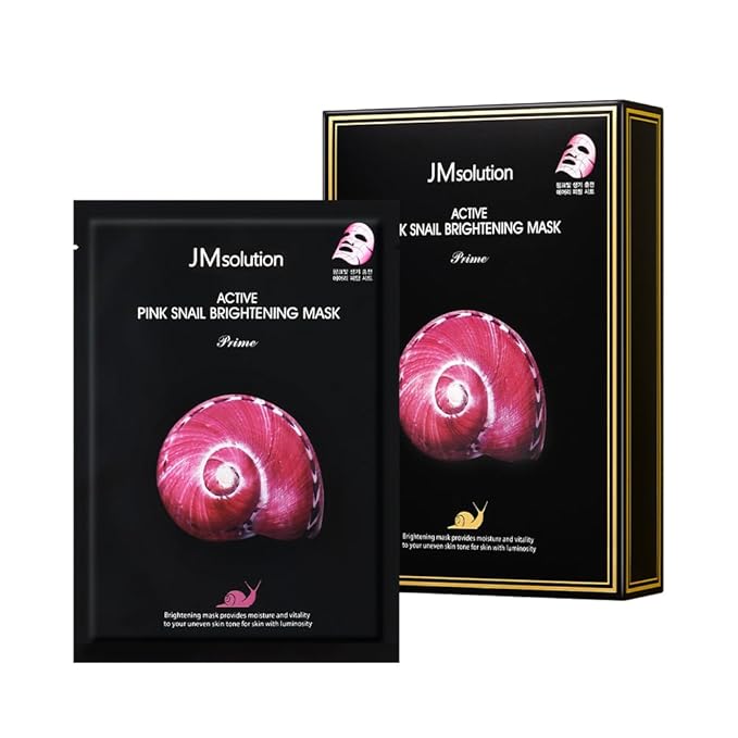 JMsolution Active Pink Snail Regenerating Mask | Vitamin B & Snail Mucin for Brightening, Hydration & Skin Repair | 10 Sheets | Korean Face Mask for All Skin Types