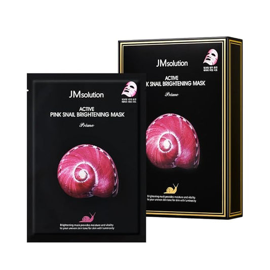 JMsolution Active Pink Snail Regenerating Mask | Vitamin B & Snail Mucin for Brightening, Hydration & Skin Repair | 10 Sheets | Korean Face Mask for All Skin Types