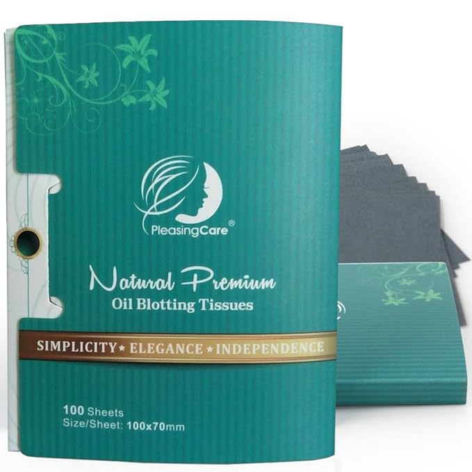 Premium Facial Oil Blotting Paper, 200 Counts - Natural Bamboo Charcoal Face Blotting Sheets, Easy Take Out Design - Top Handy Oil Absorbing Tissues - Oily Skin Care or Make Up Must Have!