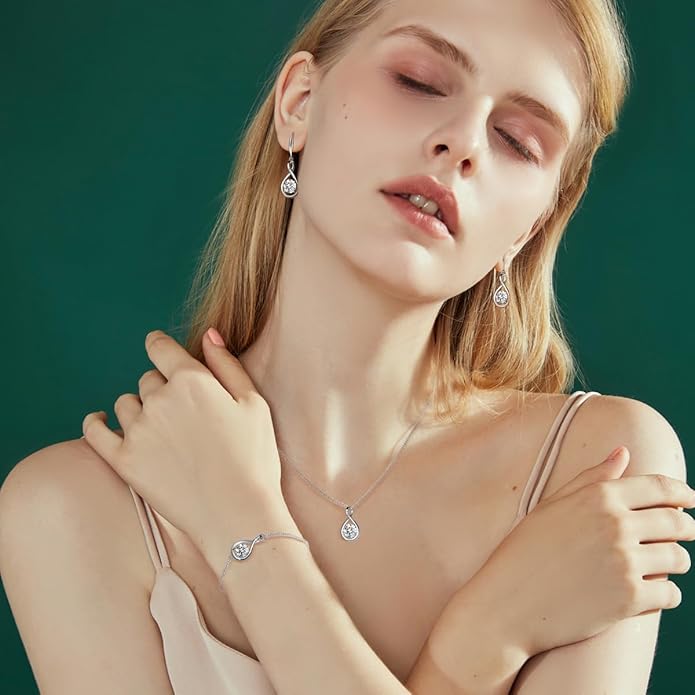 FANCIME Birthstone Necklaces for Women Fine Jewelry Sterling Silver Dainty Infinity Pendant Anniversary Birthday Christmas Gifts for Her Wife Mom Lady Daughter, Chain 16"+2" Extend