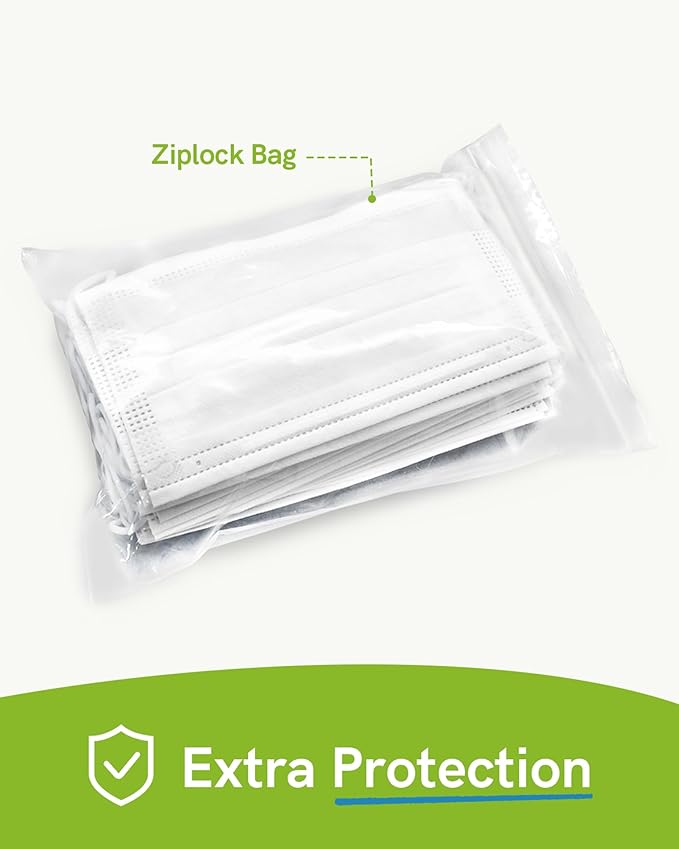 FriCARE Disposable Face Masks, 3-Ply ASTM Level 3 Medical Grade, FSA/HSA Eligible, Breathable & Comfortable for Allergy/Sun Protection, 50 Pack White