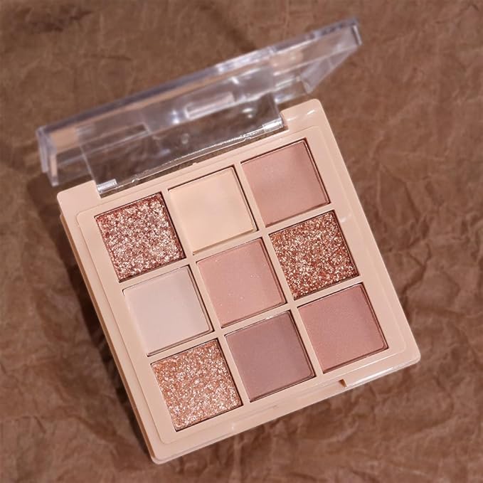 AMY'S DIARY Matte nude neutral Eye Shadow Palette Makeup,Eyeshadow Long Lasting Waterproof Cruelty-Free, 9 Blendable Shades in Smooth for girls (01#)