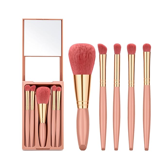 Travel Makeup Brush Set, travel make up brushes sets mini eye shadow kits small size eyeshadow case eyes makup brushed makeuo soft brushs basic cosmetic profesional tools (Bean Sand)