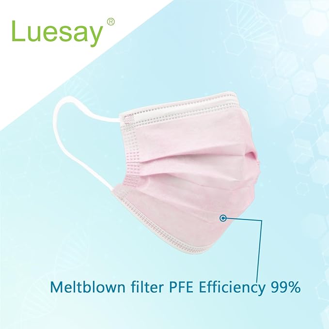 50PCS Disposable Masks Individually Packed 3-Layer Protection Suitable for Adults Elderly and Children.