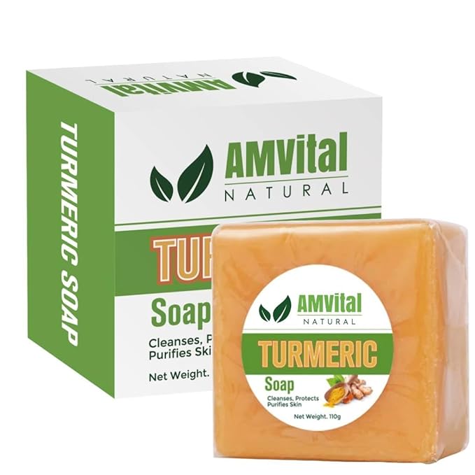 AMVital Turmeric Soap Bar for Face & Body, Smooth Skin, Natural Handmade Soap