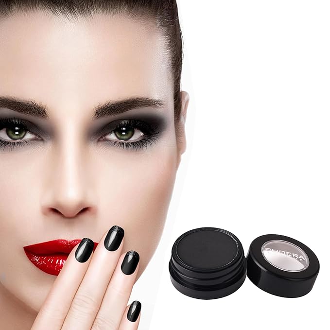 MEICOLY Black Single Eyeshadow,Pressed Powder Matte Eye shadow,Ash Eye Black Special Effects Powder,Opaque Vegan Cruelty Free Eyeshadow for Halloween Goth Gothic Skull Makeup,Day & Night