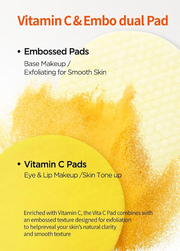 BEAUDIANI Soonssak Vitamin C Cleansing Pads, 50 Count – One-Swipe Makeup Remover, Low-pH 5.3, Embossed Exfoliating Wipes, Hydrating Lyocell, No-Rinse, Sensitive Skin, Korean Skincare