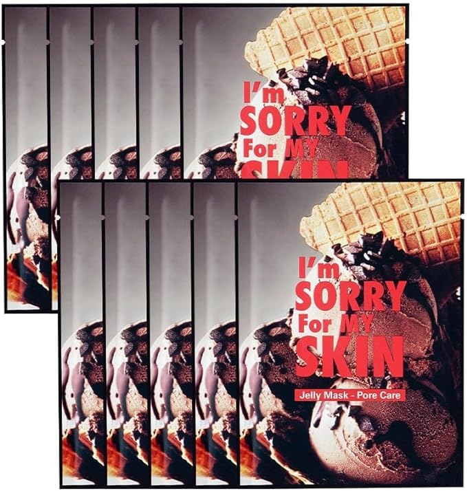 I'M SORRY FOR MY SKIN Jelly Face Mask Korean Skin Care, Hydrating Face Masks Skincare Set, Self Care Items for Glow Beauty, Teacher Appreciation Gifts for Women, Pack of 10 (Dessert Pore Care Mask)