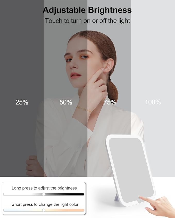 Chomeiu Makeup Bag with LED Mirror, Cute Cosmetic Bags Birthday Gifts for Girls Women, Makeup Train Case Artists Organizer Large Make Up Bags with Light Up Mirror 3 Color Lights, Floral Print