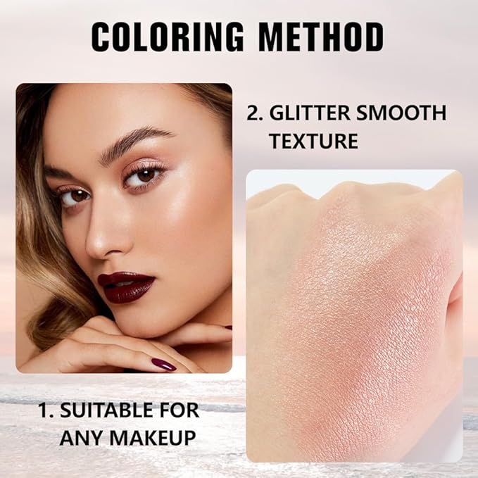 Kaely Pressed Single Eyeshadow Makeup, Champagne Shimmer Highly Pigmented Monochrome Eye Shadow Palette, Waterproof Neutral Powder Mini Eyeshadow, sombras para ojos, Lightweight Blendable, 03