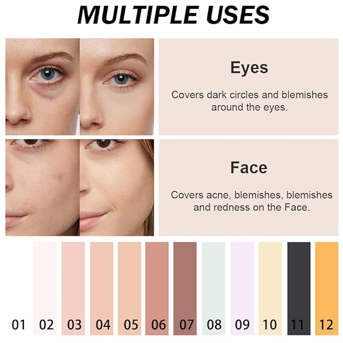 Kaely Pot Concealer Full Coverage, Under Eye Brightener Color Correcting Concealer for Dark Circles, Waterproof Foundation Face Makeup, Eye Ring Corrector de ojeras, 10 Yellow