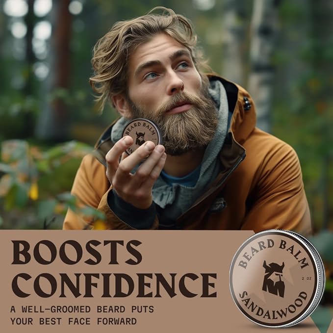 Striking Viking Beard Balm for Men - Leave in Beard Conditioner - Styling Balm Made with Naturally Derived Beard Butter, Argan & Jojoba Oils (2 Ounce (Pack of 1), Sandalwood)