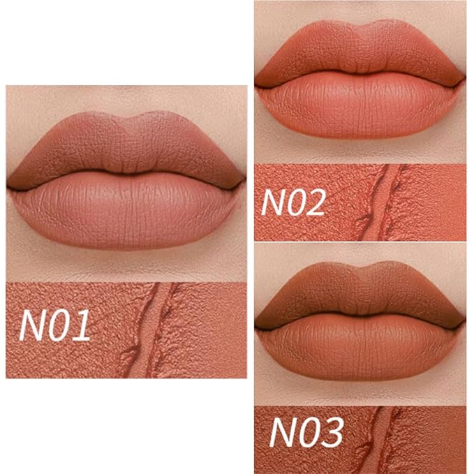 3 Pcs Matte Velvet Lipstick for Women Set,Nude Long Lasting Matte Lip Stick 24H Waterproof for Girls Natural Lip Makeup,Matte Non-Stick Lipstick Makeup for Women,labiales magicos 24 horas originales