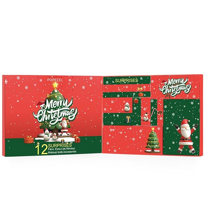 Makeup Advent Calendar 2025, 24 Days Christmas Gifts for Teenage Girls Women, Surprise Gift Christmas Countdown Calendar All in One Makeup Kit Gifts with Eyeshadow Palette Lipstick Foundation Eyebrow