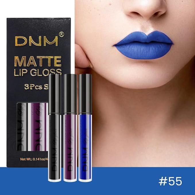 evpct 3Pcs Dark Purple Black Royal Blue Matte Liquid Lipstick Lip Stain Sets for Women Matte+Lipstick Long Lasting Waterproof Permanent 24 hr Hours Magic Lipstick 24 Hours original, Set27